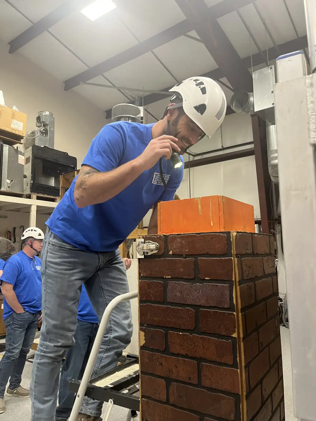 Certified chimney inspection in progress